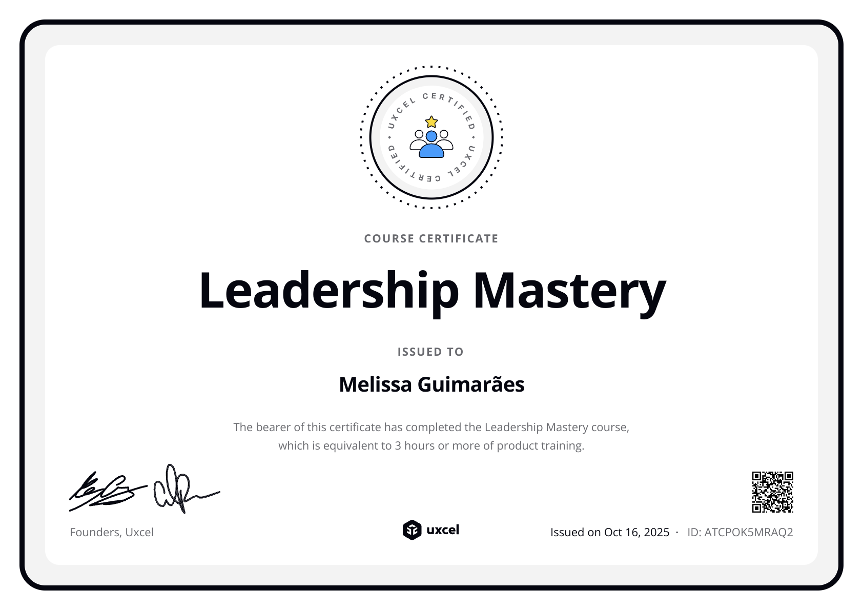 Melissa Guimarães's certificate